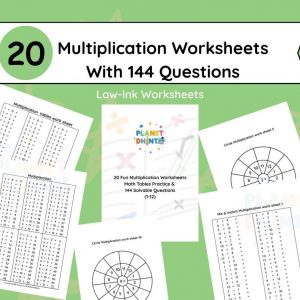 20 multiplication worksheets printable | math tables practice & 144 solvable questions for kids