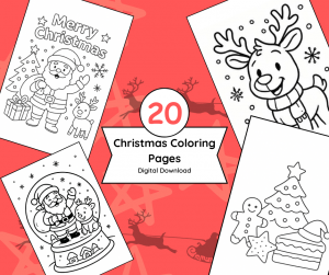 20 christmas coloring sheets for kids – printable holiday pages – instant digital download