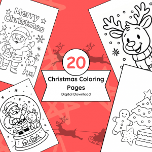 20 christmas coloring sheets for kids – printable holiday pages – instant digital download