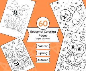 seasonal coloring pages for kids | summer winter autumn 60 printable sheets