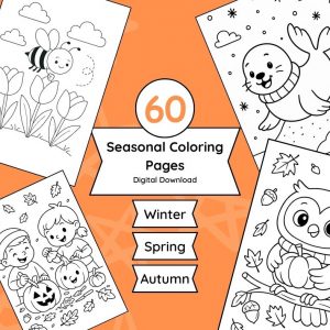 seasonal coloring pages for kids | summer winter autumn 60 printable sheets